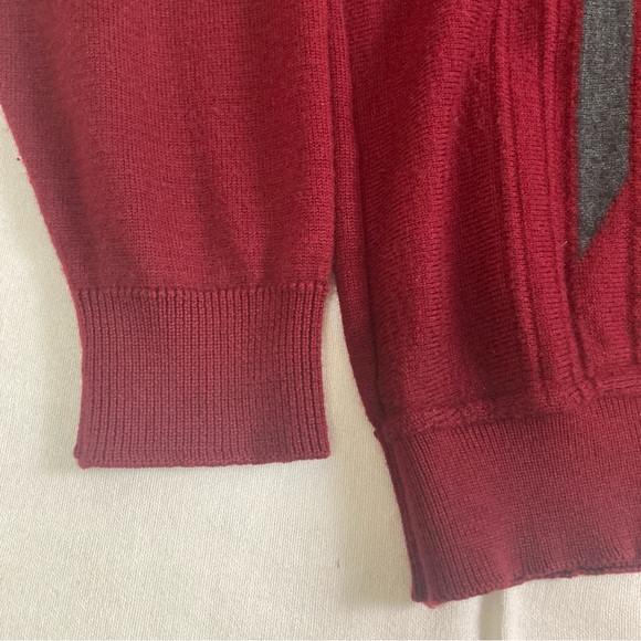 Vtg Norm Thompson Sweater Knit Grandpa Mens L Maroon Red Wool Blend  Y2K Retro - Picture 5 of 16
